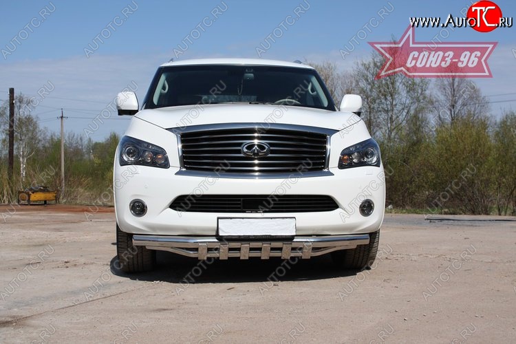 30 329 р. Защита переднего бампера двойная Souz-96 (d76/60) INFINITI QX56 Z62 (2010-2013)  с доставкой в г. Кемерово