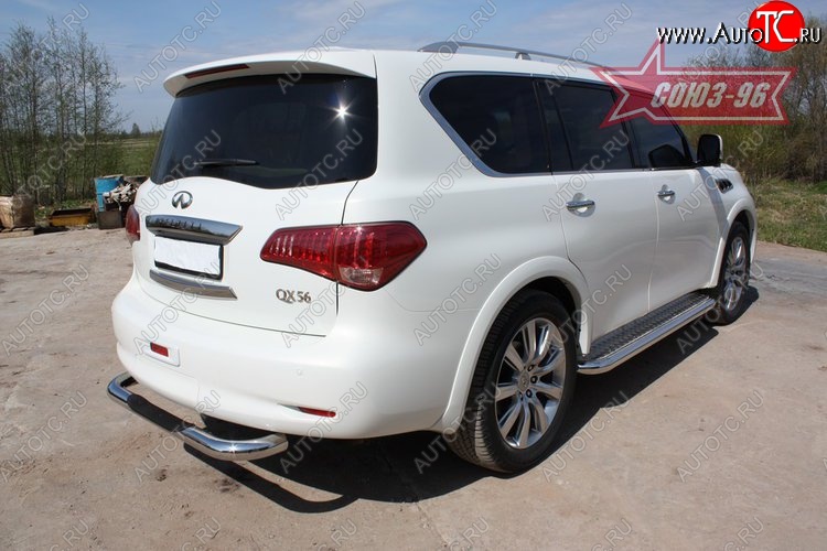 18 359 р. Защита заднего бампера с проступью Souz-96 (d76) INFINITI QX56 Z62 (2010-2013)  с доставкой в г. Кемерово
