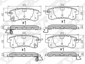 1 079 р. Колодки тормозные SAT (задние) Nissan Patrol 6 Y62 дорестайлинг (2010-2014)  с доставкой в г. Кемерово. Увеличить фотографию 1