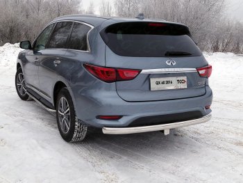 Защита заднего бампера (овальная) ТСС (нержавейка d75х42 мм) INFINITI QX60  L50 (2016-2021) рестайлинг
