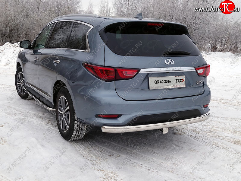 23 899 р. Защита заднего бампера (овальная) ТСС (нержавейка d75х42 мм)  INFINITI QX60  L50 (2016-2021) рестайлинг  с доставкой в г. Кемерово