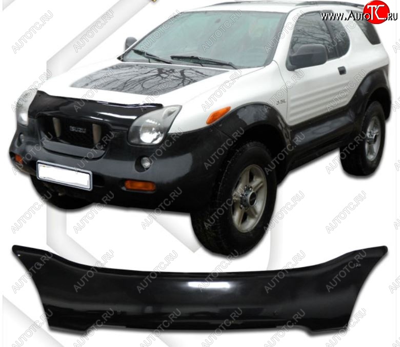 2 159 р. Дефлектор капота CA-Plastic  Isuzu VehiCross (1997-2001) (Classic черный, Без надписи)  с доставкой в г. Кемерово