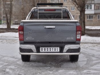 Защита заднего бампера (Ø63/63 мм, нержавейка) SLITKOFF Isuzu D-Max  RT85,TFR DoubleCab (2015-2021) рестайлинг