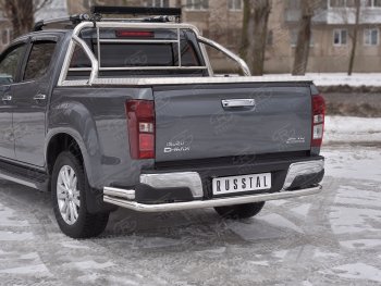 19 349 р. Защита заднего бампера (Ø63/63 мм, нержавейка) SLITKOFF  Isuzu D-Max  RT85,TFR DoubleCab (2015-2021) рестайлинг  с доставкой в г. Кемерово. Увеличить фотографию 2