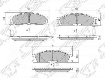 1 099 р. Колодки тормозные SAT (передние) Nissan Navara 2 D40 дорестайлинг (2004-2010)  с доставкой в г. Кемерово. Увеличить фотографию 1