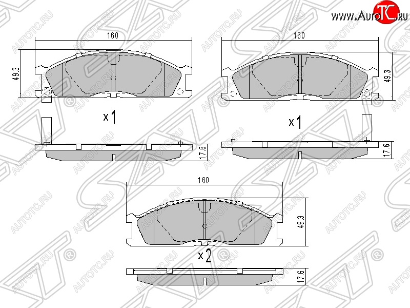 1 099 р. Колодки тормозные SAT (передние) Nissan Navara 2 D40 дорестайлинг (2004-2010)  с доставкой в г. Кемерово