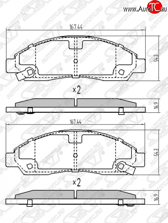 1 429 р. Колодки тормозные SAT (передние) Mitsubishi Lancer 10 CY седан дорестайлинг (2007-2010)  с доставкой в г. Кемерово