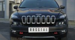 15 249 р. Защита переднего бампера (Trailhawk Ø42 мм волна, нержавейка) SLITKOFF  Jeep Cherokee  KL (2014-2017) дорестайлинг  с доставкой в г. Кемерово. Увеличить фотографию 1