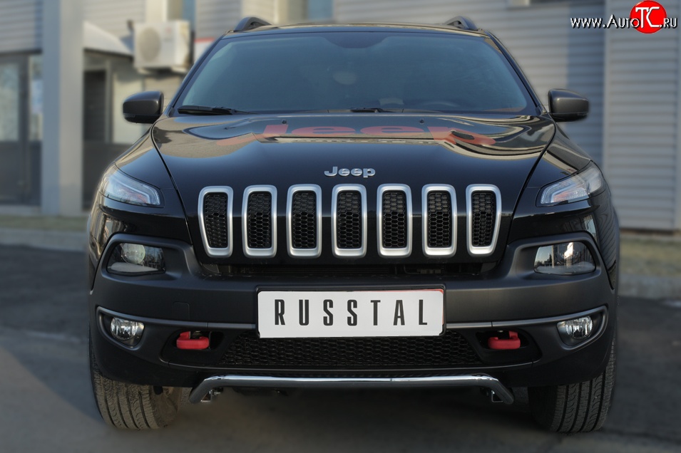 15 249 р. Защита переднего бампера (Trailhawk Ø42 мм волна, нержавейка) SLITKOFF  Jeep Cherokee  KL (2014-2017) дорестайлинг  с доставкой в г. Кемерово