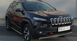 5 749 р. Защита переднего бампера (Trailhawk Ø75х42 мм, нержавейка) Russtal Jeep Cherokee KL дорестайлинг (2014-2017)  с доставкой в г. Кемерово. Увеличить фотографию 4