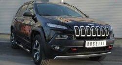 14 449 р. Защита порогов с пластиковыми вставками для ног (Trailhawk, нержавейка 76 мм) Russtal Jeep Cherokee KL дорестайлинг (2014-2017) (Защита порогов с со скосами на торцах (вариант 1))  с доставкой в г. Кемерово. Увеличить фотографию 7