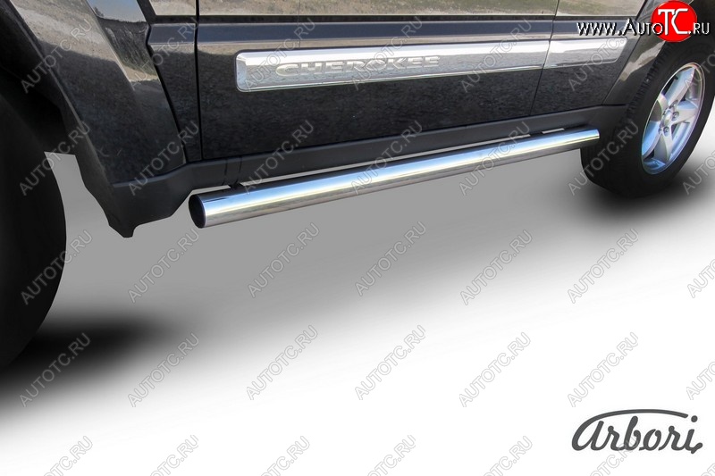13 769 р. Защита штатных порогов Arbori (нержавейка, d76 mm). Jeep Cherokee KJ дорестайлинг (2001-2005)  с доставкой в г. Кемерово