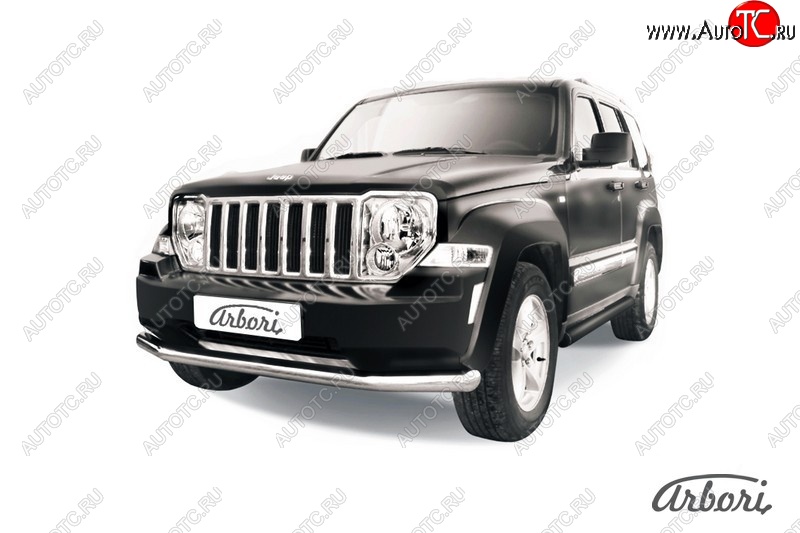 21 689 р. Защита переднего бампера Arbori (нержавейка, 1 труба d76 mm). Jeep Cherokee KK (2007-2014)  с доставкой в г. Кемерово