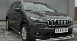 16 999 р. Защита переднего бампера (2 трубыØ63 и 42 мм, нержавейка) SLITKOFF  Jeep Cherokee  KL (2014-2017) дорестайлинг  с доставкой в г. Кемерово. Увеличить фотографию 2