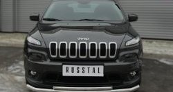 16 999 р. Защита переднего бампера (2 трубыØ63 и 42 мм, нержавейка) SLITKOFF  Jeep Cherokee  KL (2014-2017) дорестайлинг  с доставкой в г. Кемерово. Увеличить фотографию 1