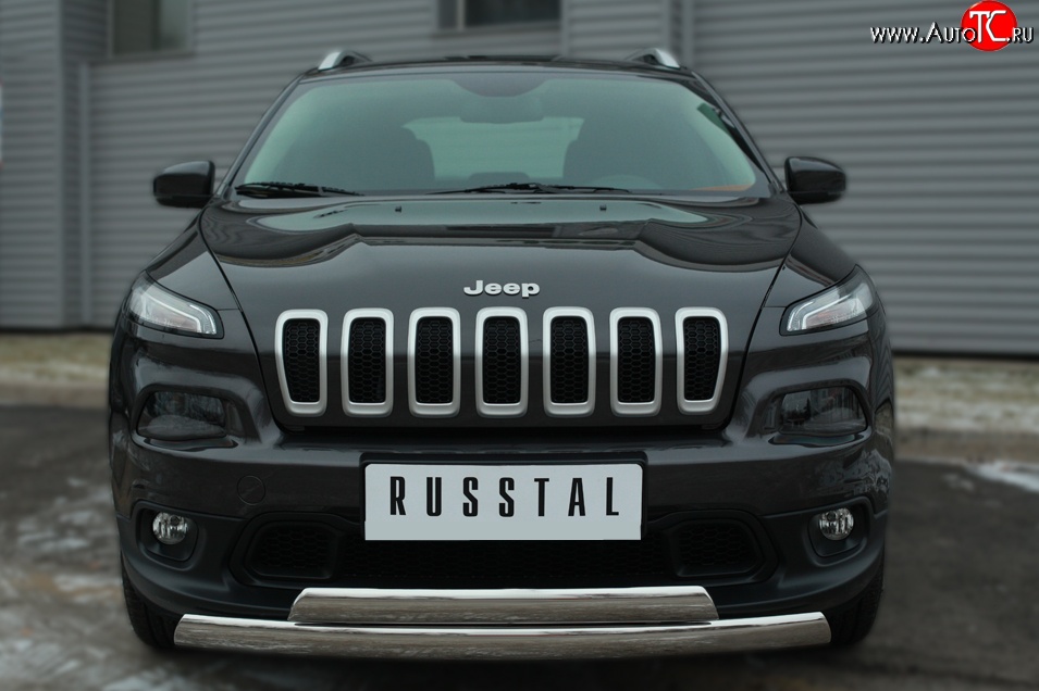 16 599 р. Защита переднего бампера (2 трубыØ75х42 мм, нержавейка) Russtal Jeep Cherokee KL дорестайлинг (2014-2017)  с доставкой в г. Кемерово