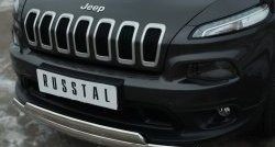 16 599 р. Защита переднего бампера (2 трубыØ75х42 мм, нержавейка) Russtal Jeep Cherokee KL дорестайлинг (2014-2017)  с доставкой в г. Кемерово. Увеличить фотографию 3