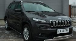16 599 р. Защита переднего бампера (2 трубыØ75х42 мм, нержавейка) Russtal Jeep Cherokee KL дорестайлинг (2014-2017)  с доставкой в г. Кемерово. Увеличить фотографию 4