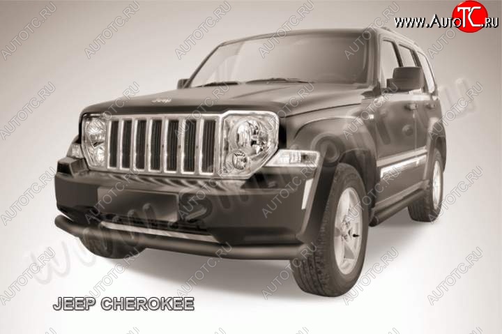11 399 р. Защита переднего бампера их трубы d76 Slitkoff Jeep Cherokee KL дорестайлинг (2014-2017) (Цвет: серебристый)  с доставкой в г. Кемерово