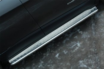 Широкая защита порогов с трубой диаметром 42 мм SLITKOFF v2 Jeep Cherokee  KL (2014-2017) дорестайлинг