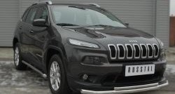 9 999 р. Защита порогов из круглой трубы диаметром 63 мм SLITKOFF  Jeep Cherokee  KL (2014-2017) дорестайлинг  с доставкой в г. Кемерово. Увеличить фотографию 2