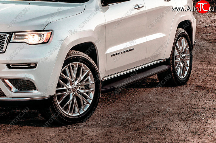 13 099 р. Пороги алюминиевые Slitkoff  Jeep Grand Cherokee  WK2 (2013-2018) 1-ый рестайлинг (Optima Black )  с доставкой в г. Кемерово