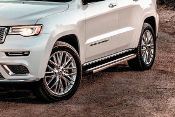 Пороги алюминиевые Slitkoff Jeep Grand Cherokee  WK2 (2013-2018) 1-ый рестайлинг (Luxe Black)