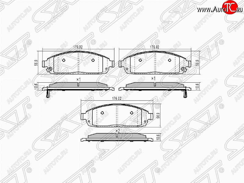 1 299 р. Колодки тормозные SAT (передние) Jeep Grand Cherokee WK (2004-2010)  с доставкой в г. Кемерово