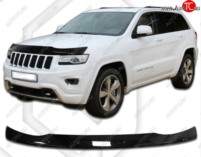 2 799 р. Дефлектор капота CA-Plastiс Jeep Grand Cherokee WK2 1-ый рестайлинг (2013-2018) (Classic черный, Без надписи)  с доставкой в г. Кемерово