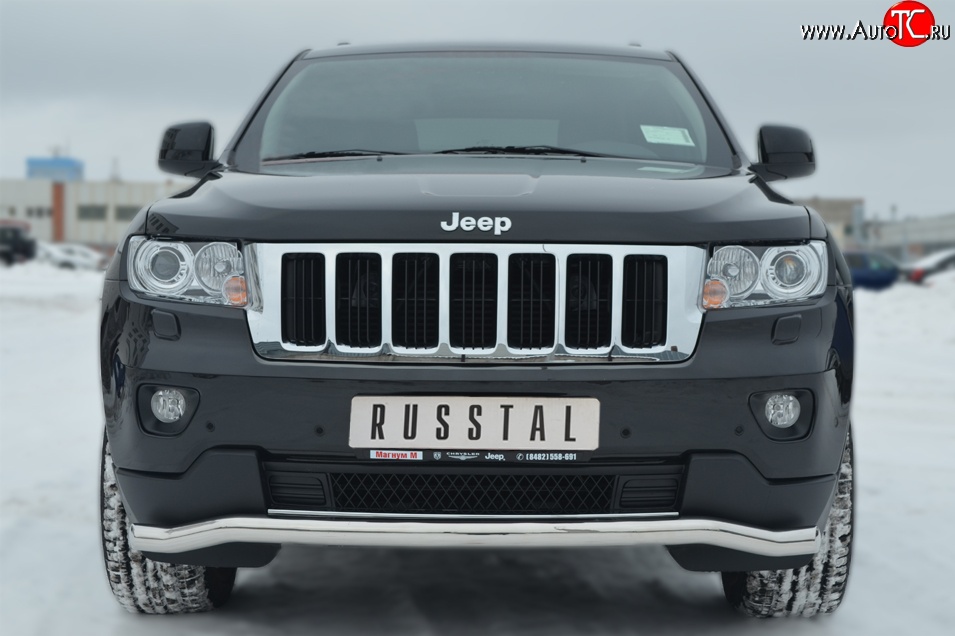 15 249 р. Защита переднего бампера (Ø63 мм волна, нержавейка) SLITKOFF  Jeep Grand Cherokee  WK2 (2010-2013) дорестайлинг  с доставкой в г. Кемерово