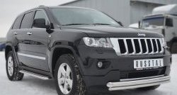 17 749 р. Защита переднего бампера (2 трубыØ76 и 42 мм, нержавейка) SLITKOFF  Jeep Grand Cherokee  WK2 (2010-2013) дорестайлинг  с доставкой в г. Кемерово. Увеличить фотографию 4