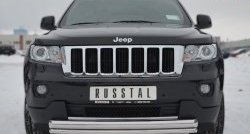 17 749 р. Защита переднего бампера (2 трубыØ76 и 42 мм, нержавейка) SLITKOFF  Jeep Grand Cherokee  WK2 (2010-2013) дорестайлинг  с доставкой в г. Кемерово. Увеличить фотографию 1