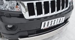 20 399 р. Защита переднего бампера (2 трубыØ76 и 63 мм, нержавейка) SLITKOFF  Jeep Grand Cherokee  WK2 (2010-2013) дорестайлинг  с доставкой в г. Кемерово. Увеличить фотографию 2