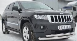 20 399 р. Защита переднего бампера (2 трубыØ76 и 63 мм, нержавейка) SLITKOFF  Jeep Grand Cherokee  WK2 (2010-2013) дорестайлинг  с доставкой в г. Кемерово. Увеличить фотографию 4