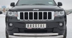 20 399 р. Защита переднего бампера (2 трубыØ76 и 63 мм, нержавейка) SLITKOFF  Jeep Grand Cherokee  WK2 (2010-2013) дорестайлинг  с доставкой в г. Кемерово. Увеличить фотографию 1