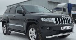 12 299 р. Защита порогов из круглой трубы диаметром 63 мм Russtal Jeep Grand Cherokee WK2 дорестайлинг (2010-2013) (Защита порогов с со скосами на торцах (вариант 1))  с доставкой в г. Кемерово. Увеличить фотографию 4