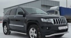 12 299 р. Защита порогов из круглой трубы диаметром 63 мм Russtal Jeep Grand Cherokee WK2 дорестайлинг (2010-2013) (Защита порогов с со скосами на торцах (вариант 1))  с доставкой в г. Кемерово. Увеличить фотографию 2
