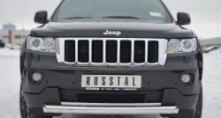 16 899 р. Одинарная защита переднего бампера диаметром 76 мм SLITKOFF  Jeep Grand Cherokee  WK2 (2010-2013) дорестайлинг  с доставкой в г. Кемерово. Увеличить фотографию 1