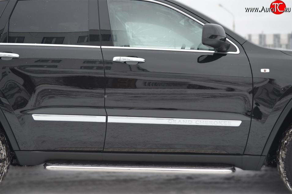 24 649 р. Широкая защита порогов SLITKOFF  Jeep Grand Cherokee  WK2 (2010-2013) дорестайлинг  с доставкой в г. Кемерово