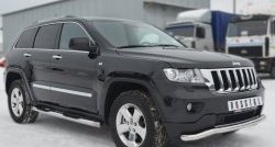 83 999 р. Защита порогов с пластиковыми вставками для ног из круглой трубы диаметром 76 мм Russtal Jeep Grand Cherokee WK2 дорестайлинг (2010-2013) (Защита порогов с со скосами на торцах (вариант 1))  с доставкой в г. Кемерово. Увеличить фотографию 5