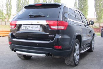 6 999 р. Защита заднего бампера из трубы d76 Slitkoff (короткая)  Jeep Grand Cherokee  WK2 (2010-2013) дорестайлинг (Цвет: серебристый)  с доставкой в г. Кемерово. Увеличить фотографию 3