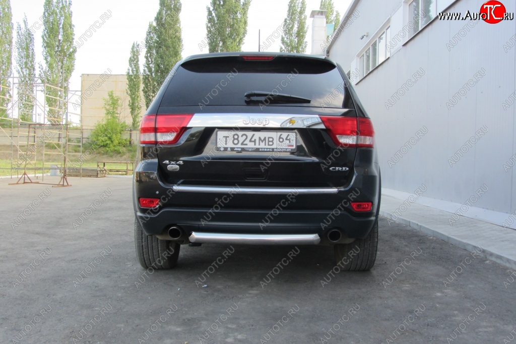 6 999 р. Защита заднего бампера из трубы d76 Slitkoff (короткая)  Jeep Grand Cherokee  WK2 (2010-2013) дорестайлинг (Цвет: серебристый)  с доставкой в г. Кемерово
