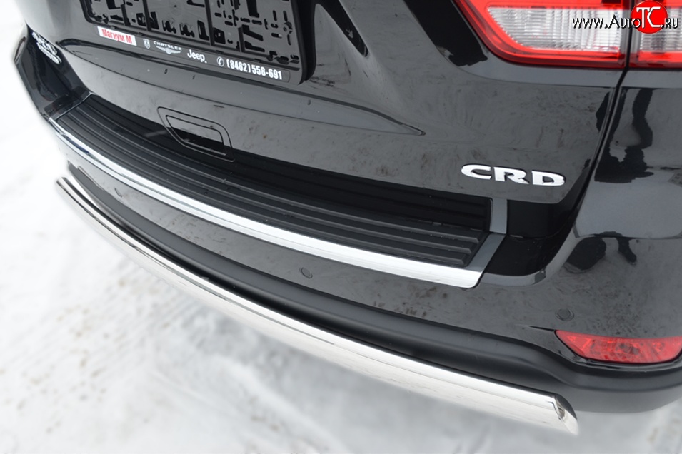 11 599 р. Защита заднего бампера (Ø75x42 мм, нержавейка) Russtal Jeep Grand Cherokee WK2 дорестайлинг (2010-2013)  с доставкой в г. Кемерово