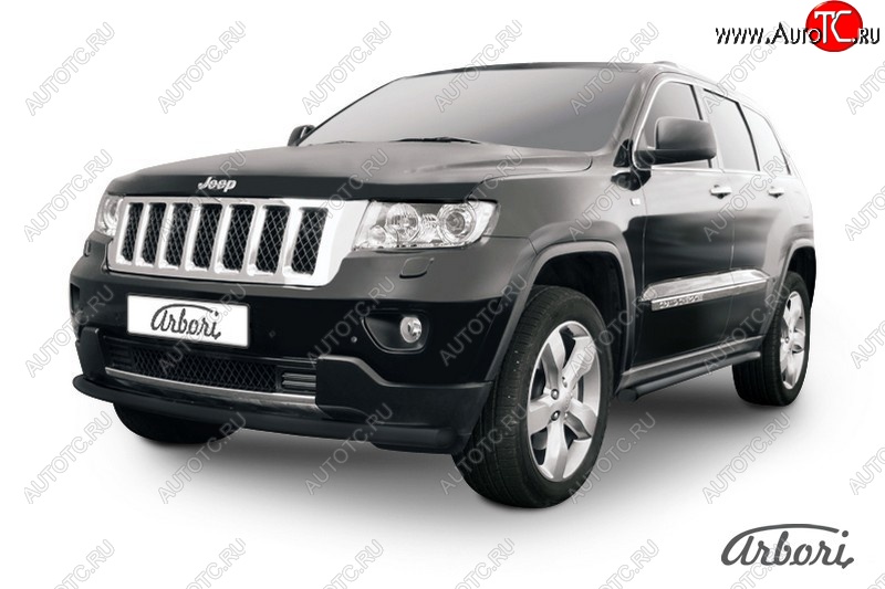 6 749 р. Защита переднего бампера Arbori (черная, 1 труба d57 mm).  Jeep Grand Cherokee  WK2 (2010-2013) дорестайлинг  с доставкой в г. Кемерово