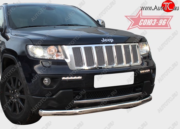 16 739 р. Защита переднего бампера одинарная Souz-96 (d76)  Jeep Grand Cherokee  WK2 (2010-2013) дорестайлинг  с доставкой в г. Кемерово