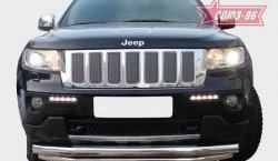22 769 р. Защита переднего бампера двойная Souz-96 (d76/60) V2  Jeep Grand Cherokee  WK2 (2010-2013) дорестайлинг  с доставкой в г. Кемерово. Увеличить фотографию 2