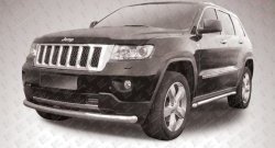 Одинарная защита переднего бампера диаметром 76 мм Slitkoff Jeep Grand Cherokee  WK2 (2010-2013) дорестайлинг