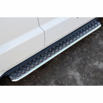 Широкая защита порогов с трубой диаметром 42 мм SLITKOFF v2 Jeep Grand Cherokee  WK2 (2010-2013) дорестайлинг