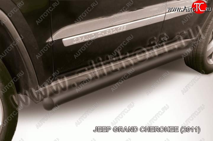 14 349 р. Защита порогов из труб d76 Slitkoff (с гибами) Jeep Grand Cherokee WK2 дорестайлинг (2010-2013) (Цвет: серебристый)  с доставкой в г. Кемерово