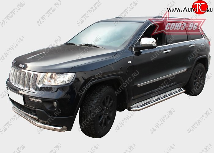 17 639 р. Защита порогов с листом Souz-96 (d60). Jeep Grand Cherokee WK2 дорестайлинг (2010-2013)  с доставкой в г. Кемерово